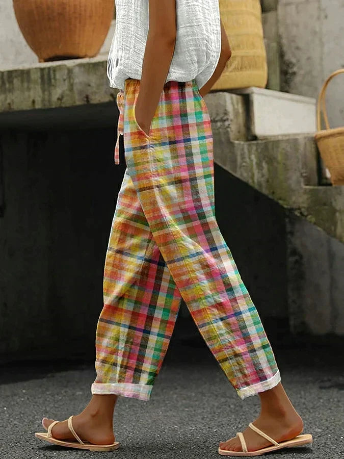 ZENARIA – COMFORTABLE CHECKERED PANTS